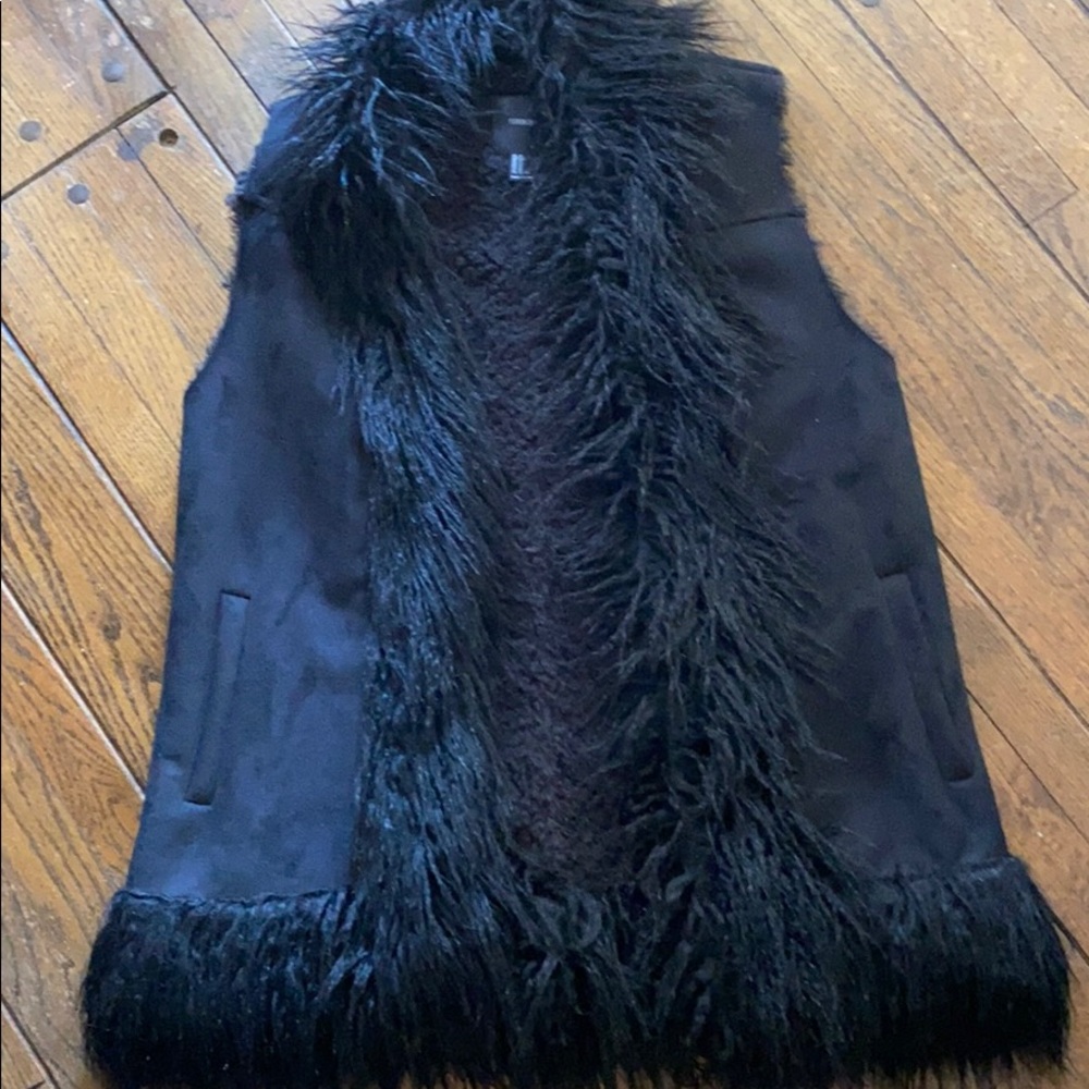 Boho suede and fur vest